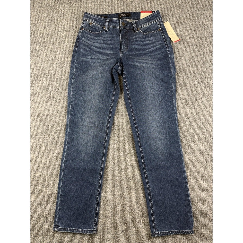 Talbots Flawless Five-Pocket Jeans Womens 2P Medium Wash Mid Rise Straight Curvy